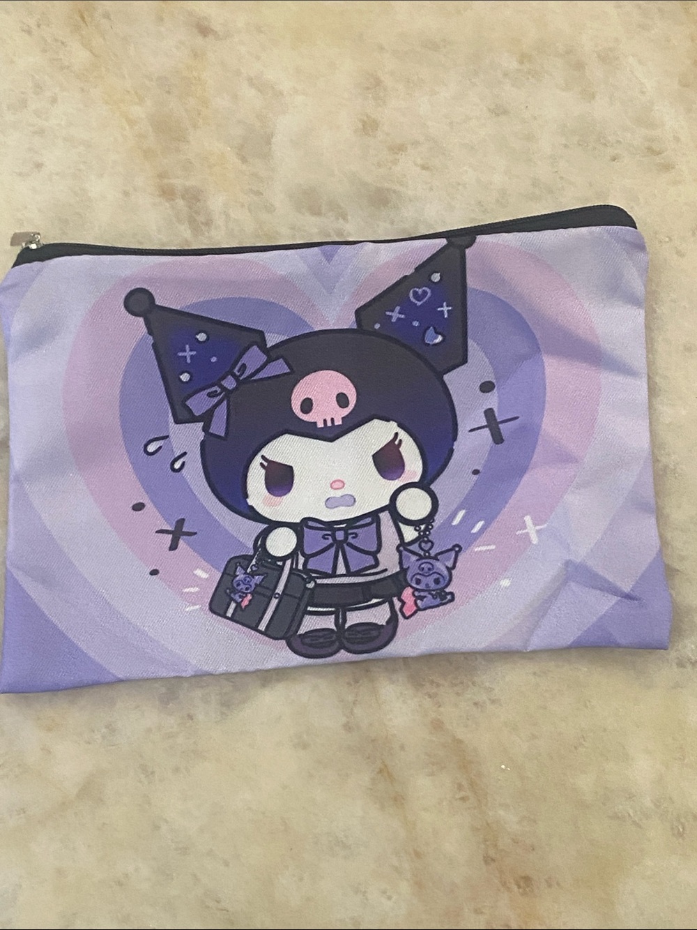 Purple Kuromi Cosmetic Pouch - Cute Character Makeup Bag